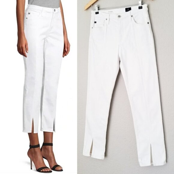Ag Adriano Goldschmied The Isabelle High-Rise Straight Crop Jean Slit 27 White - Picture 4 of 16